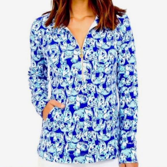 NWT! Rare! Lillly Pulitzer Skipper popover, "Get Trunky" print, L - Picture 1 of 4